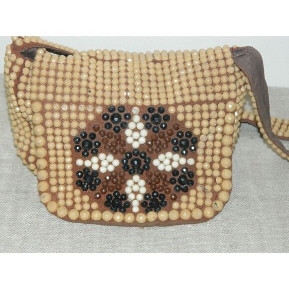 Vintage Beaded Crossbody Bag - Brown and Black - Picture 1 of 9